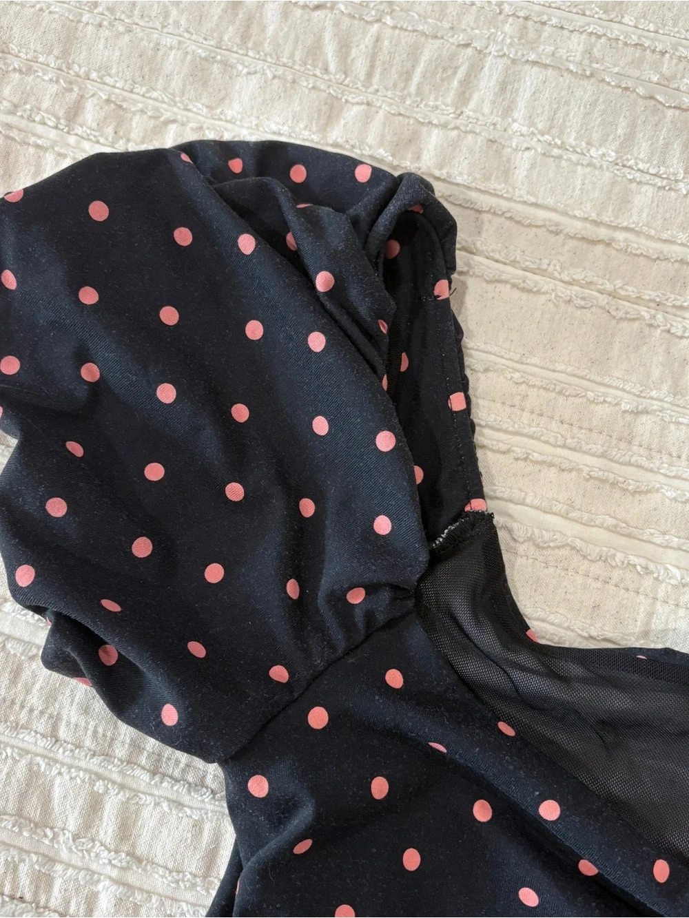 Free People Polka Dot Puff Sleeve Bodysuit Top - Pink Dots